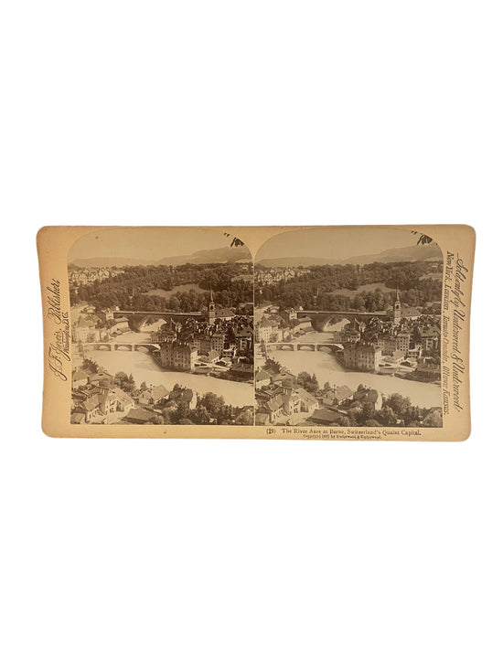 Stereoscope Card- The River Aare at Berne, Switzerland&