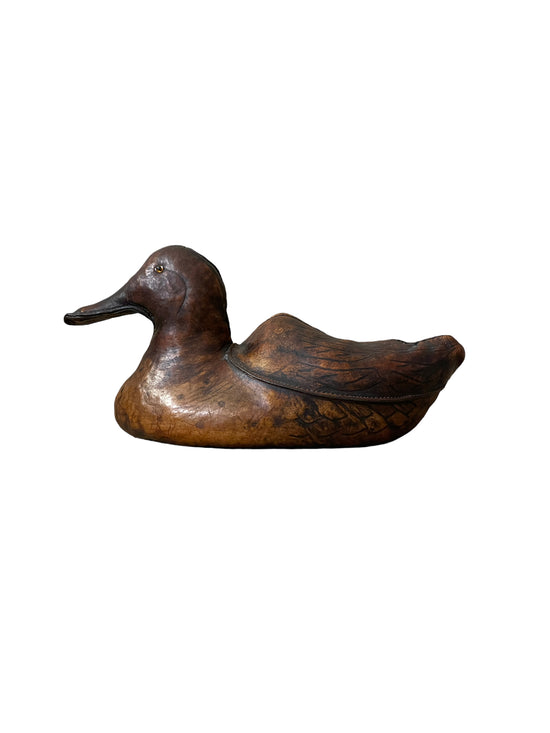 Vintage Leather Abercrombie and Fitch Duck Doorstop by Dimitri Omersa