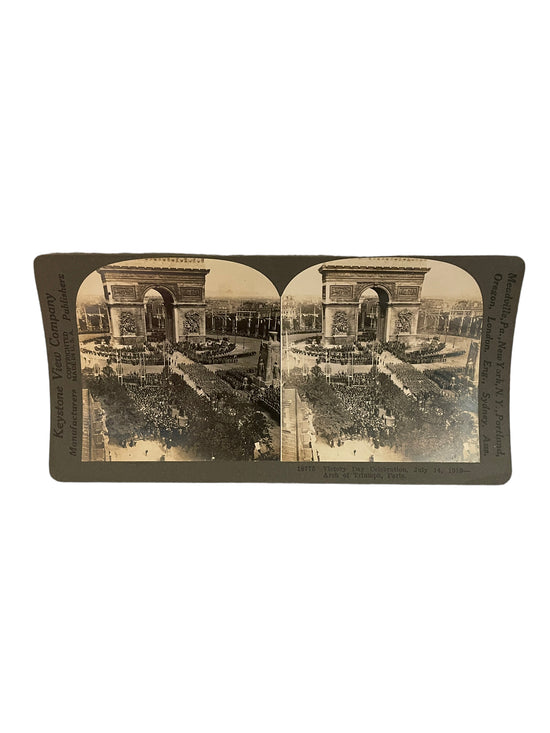 Stereoscope Card- Victory Day Celebration, July 14th, 1919- Arch of Triumph, Paris