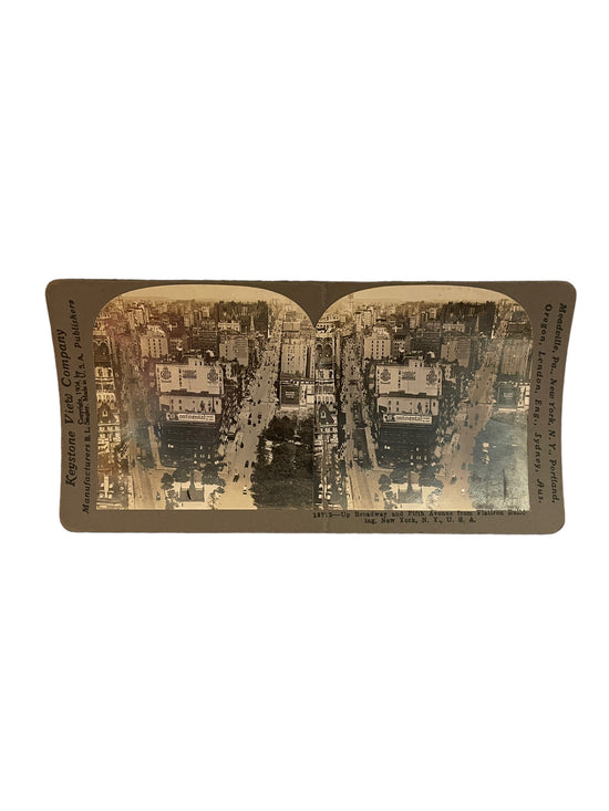 Stereoscope Card- Up Broadway and 5th Avenue from Flatiron Building, New York, NY, USA
